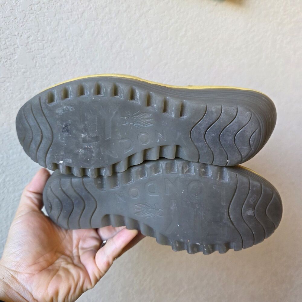 FLY London Women's 38 Ylfa Lace Up Wedge Yellow Sandals Made In Portugal - Picture 8 of 9